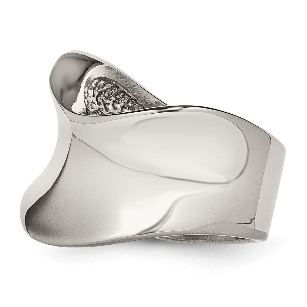 Stainless Steel Polished Wave Ring (Size 6 Only)