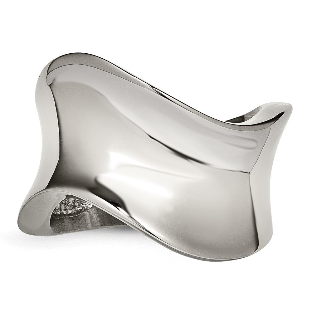 Stainless Steel Polished Wave Ring (Size 6 Only)