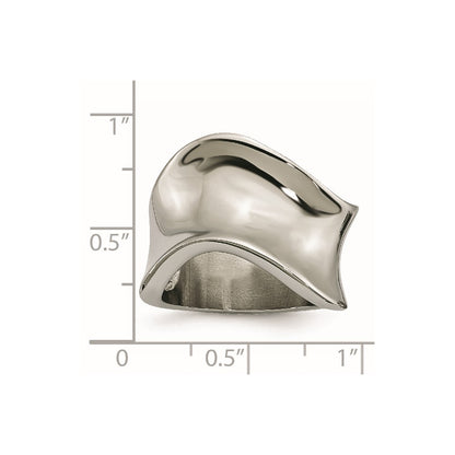 Stainless Steel Polished Wave Ring (Size 6 Only)