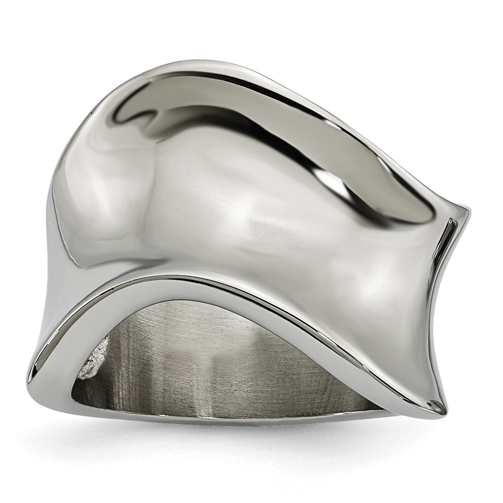 Stainless Steel Polished Wave Ring (Size 6 Only)