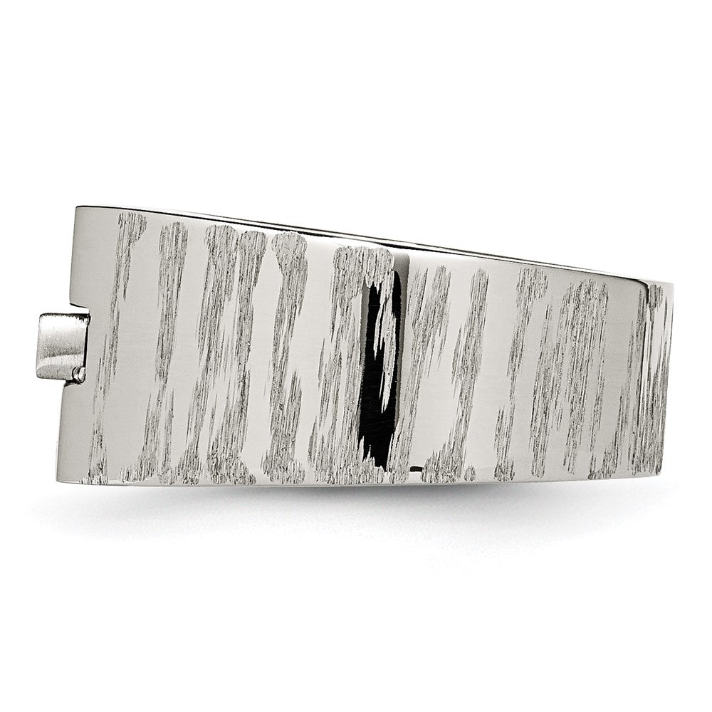 Stainless Steel Brushed And Polished Cz Ring