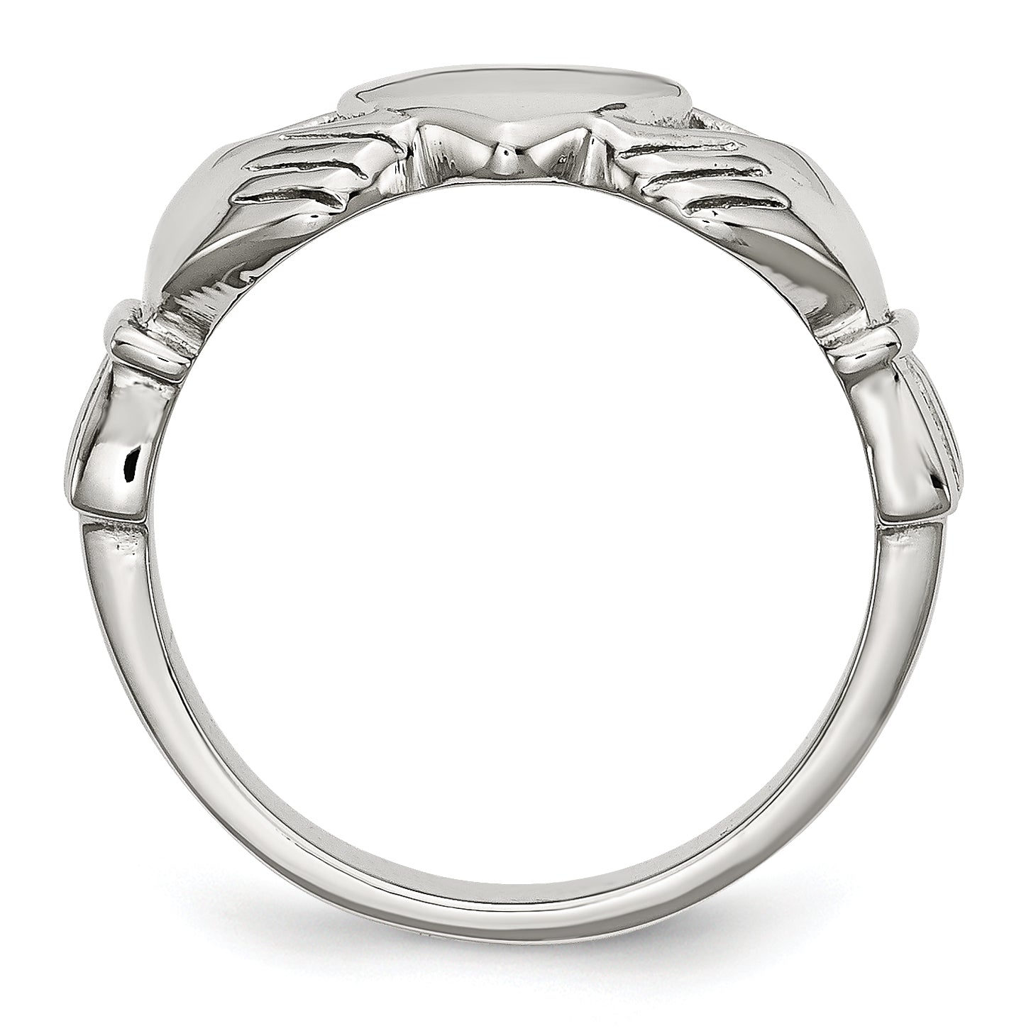 Stainless Steel Polished Claddagh Ring (Size 5 Only)