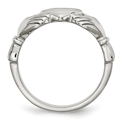 Stainless Steel Polished Claddagh Ring (Size 5 Only)