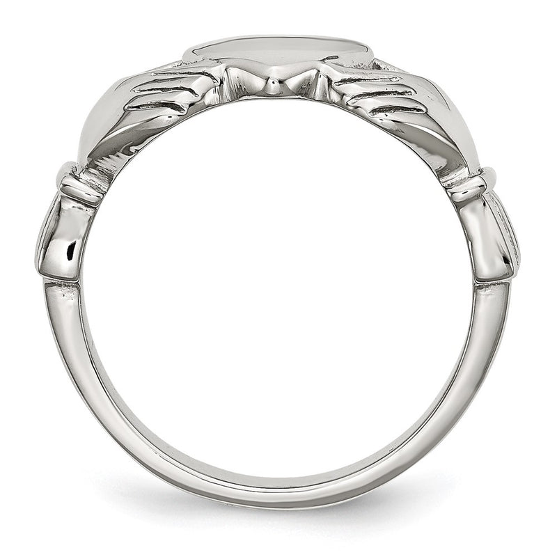 Stainless Steel Polished Claddagh Ring (Size 5 Only)