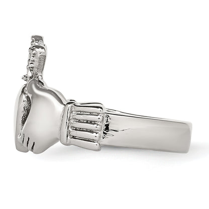 Stainless Steel Polished Claddagh Ring (Size 5 Only)