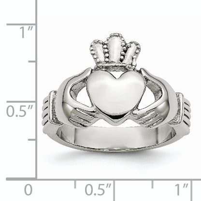 Stainless Steel Polished Claddagh Ring (Size 5 Only)