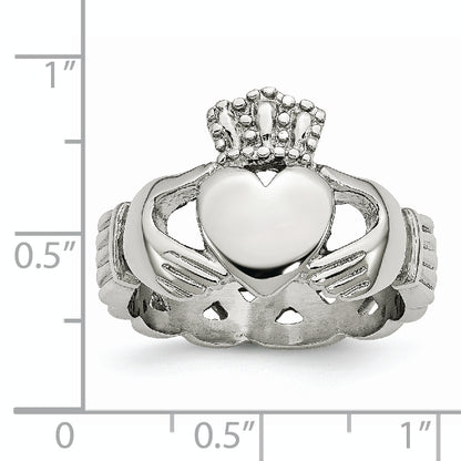 Stainless Steel Polished Braided Claddagh Ring