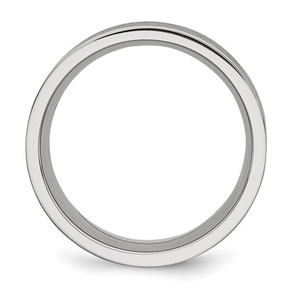 Stainless Steel Brushed Black Rubber Stripes 10mm Flat Band