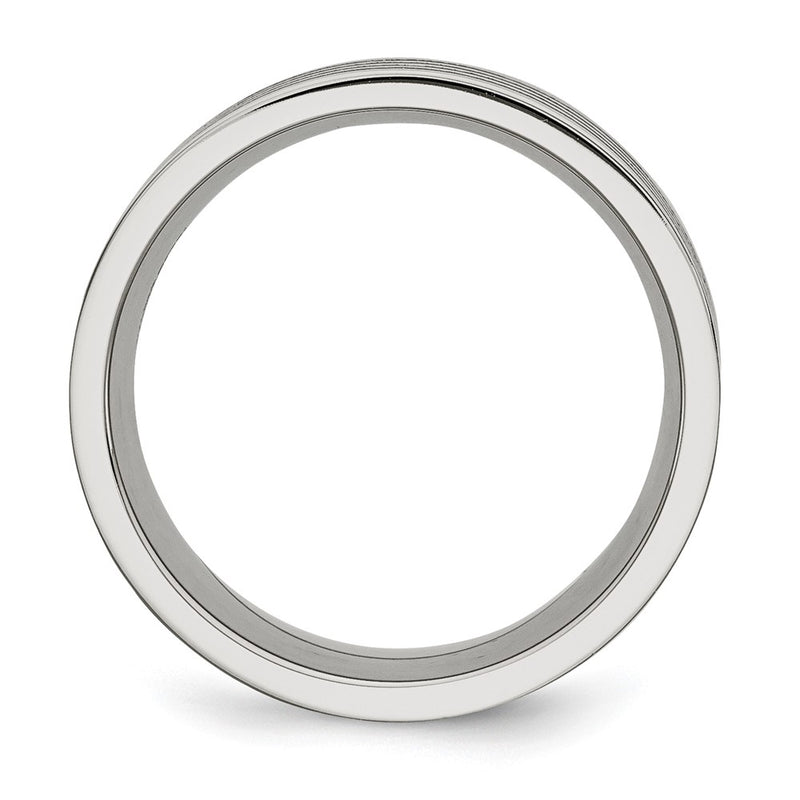 Stainless Steel Brushed Black Rubber Stripes 10mm Flat Band