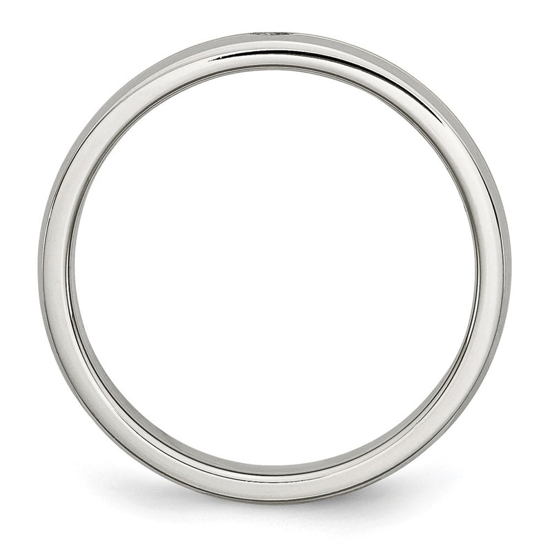Stainless Steel Polished Yellow Ip Plated .025Pt. Diamond 4mm Band