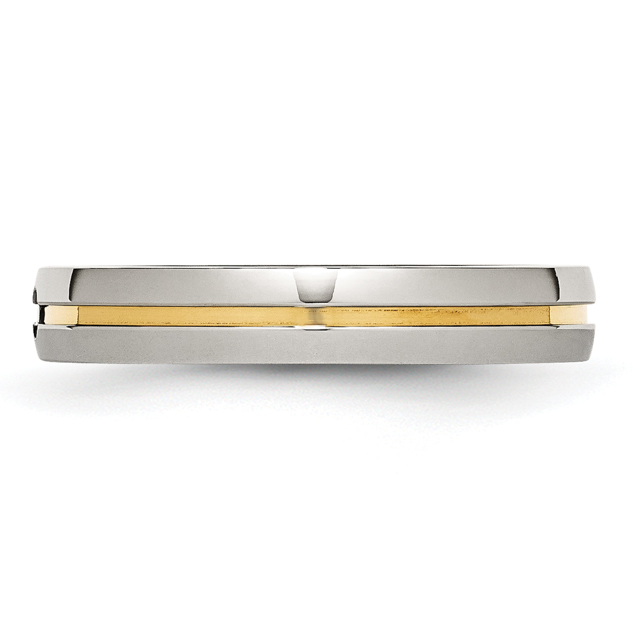 Stainless Steel Polished Yellow Ip Plated .025Pt. Diamond 4mm Band