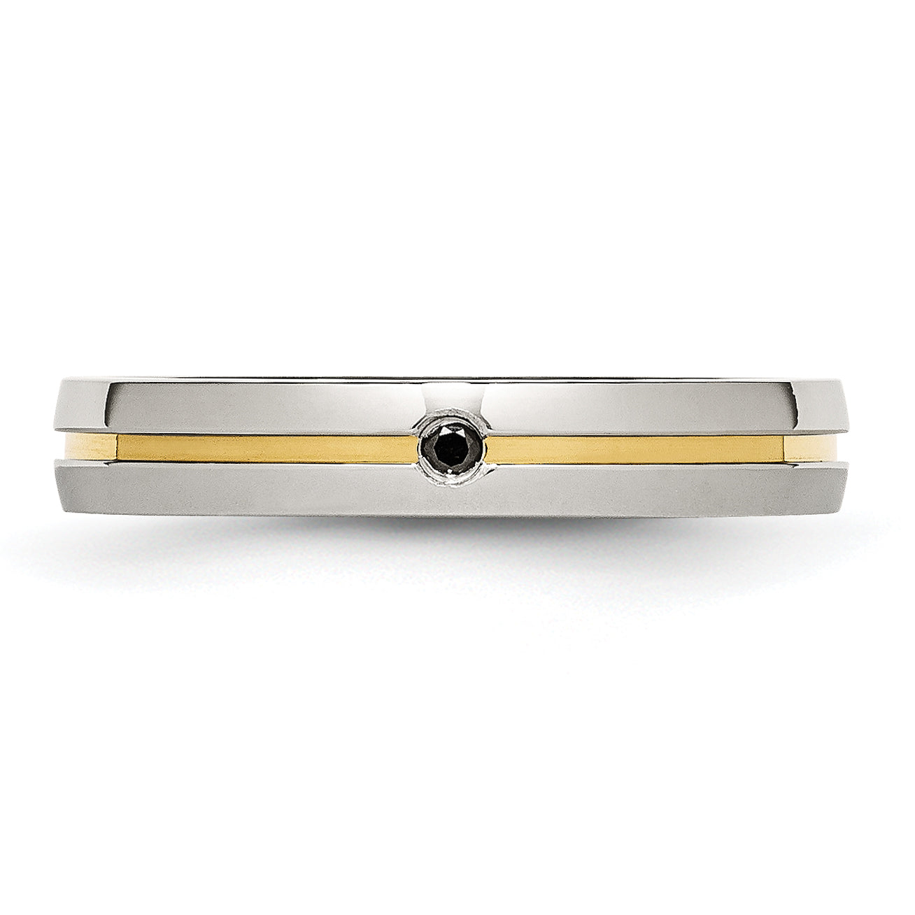 Stainless Steel Polished Yellow Ip Plated .025Pt. Diamond 4mm Band