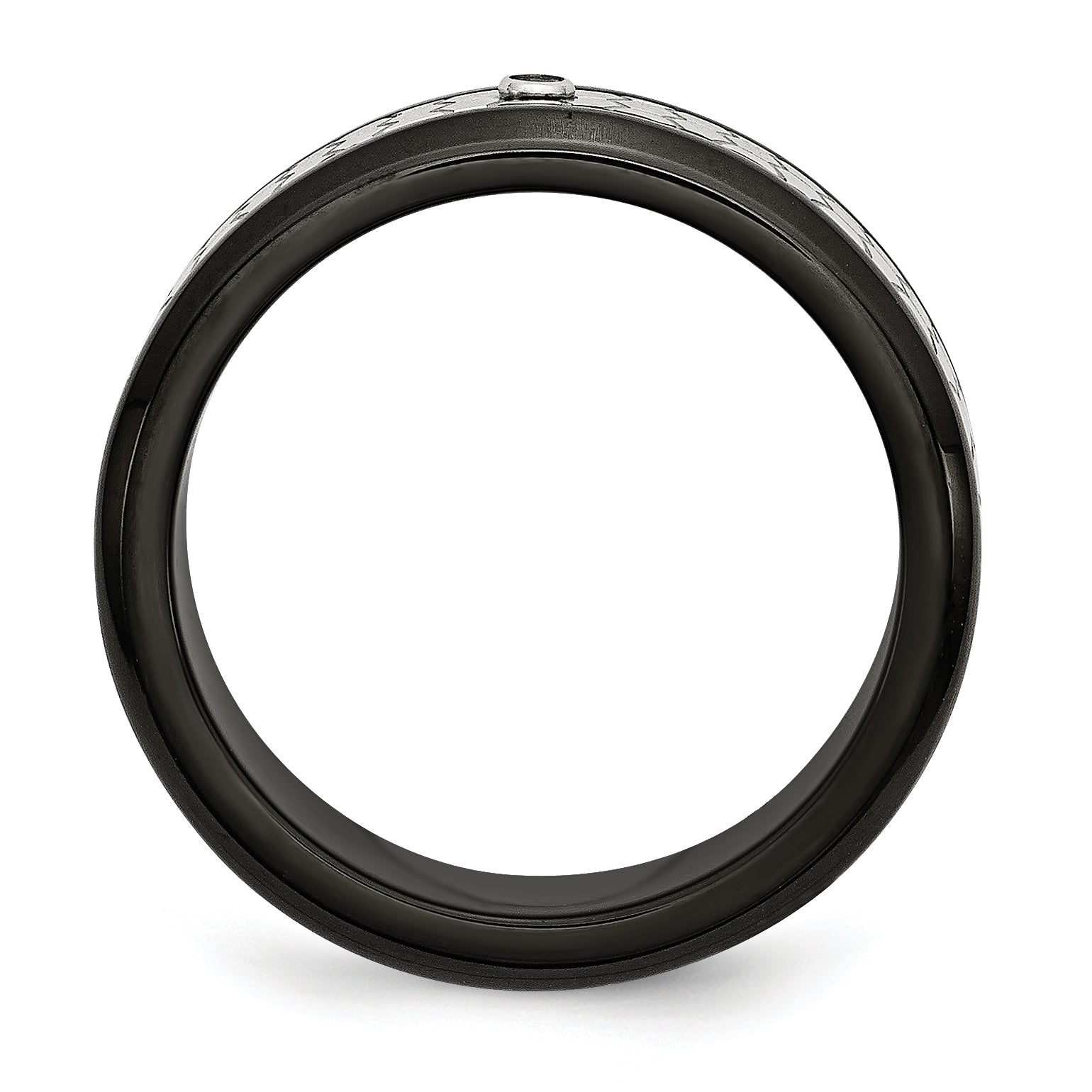 Stainless Steel Polished Brushed Black Ip Plated 2Pt. Diamond 8mm Band