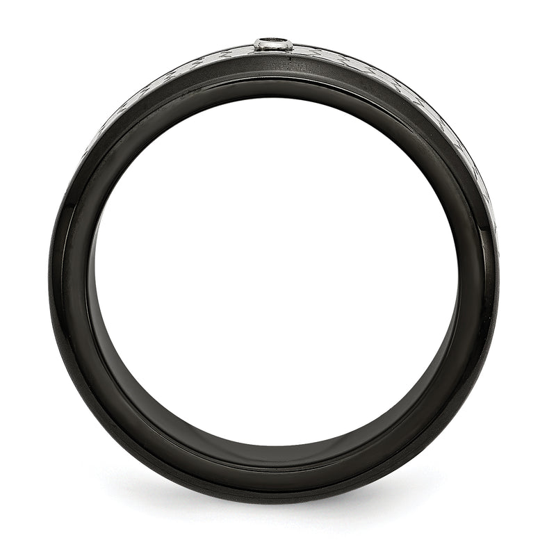 Stainless Steel Polished Brushed Black Ip Plated 2Pt. Diamond 8mm Band