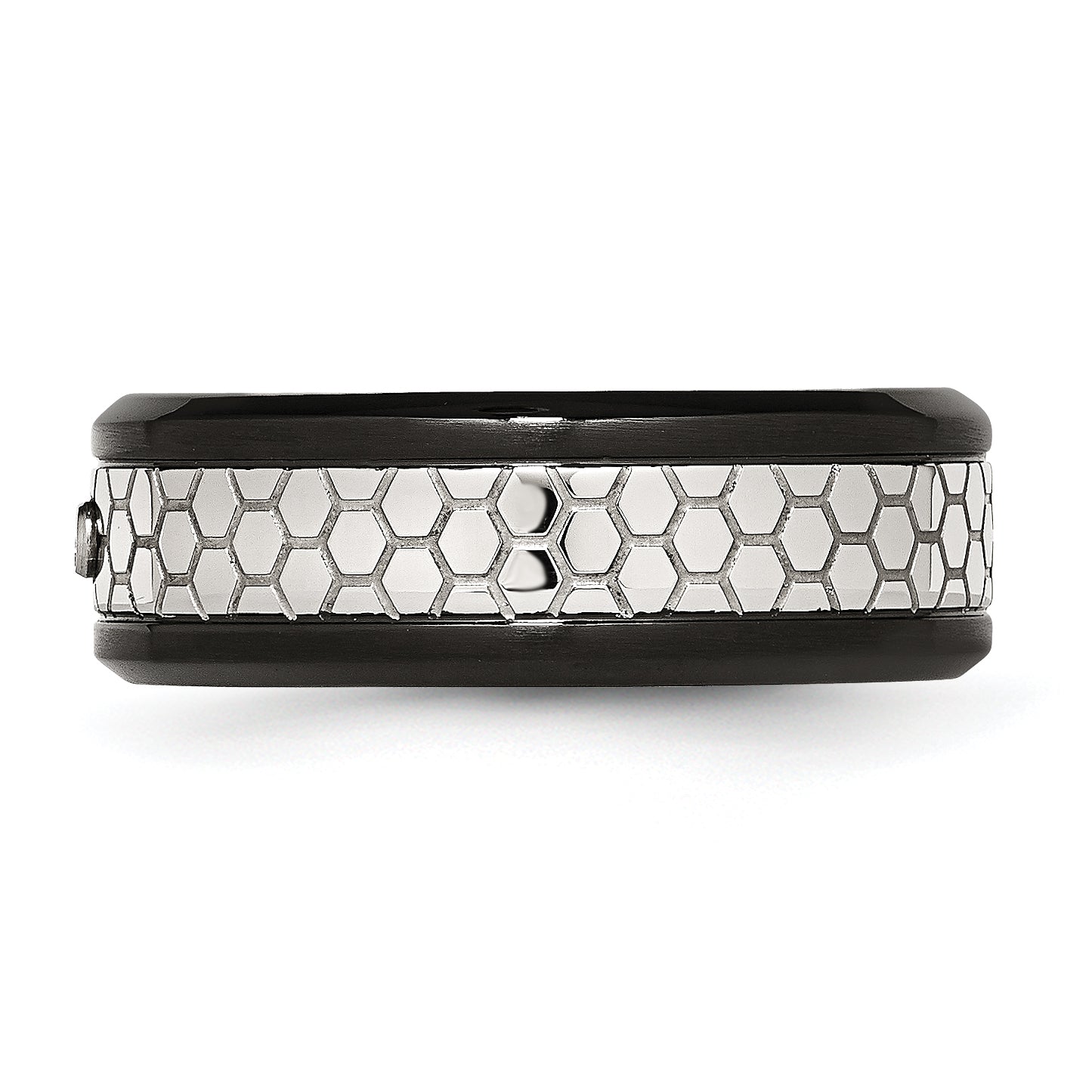 Stainless Steel Polished Brushed Black Ip Plated 2Pt. Diamond 8mm Band