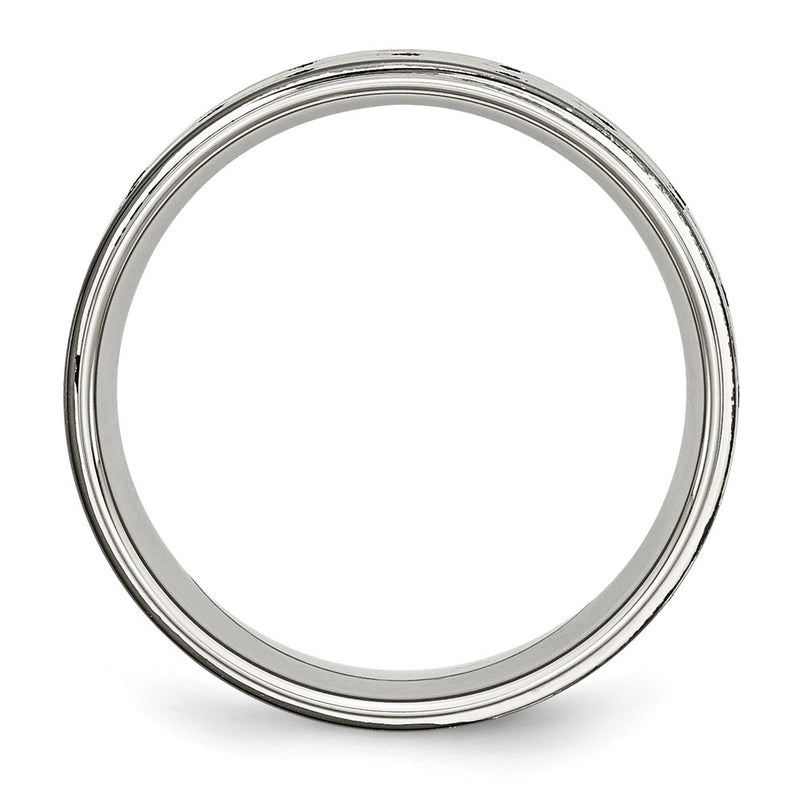 Stainless Steel Polished Black Ip Plated 8mm Grooved Band