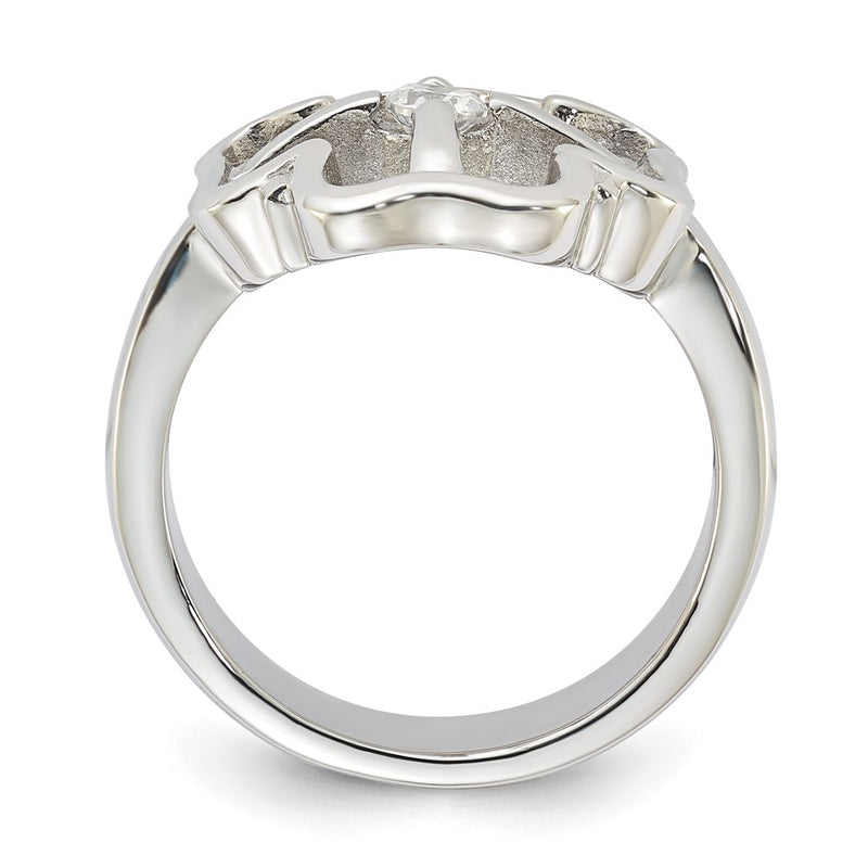 Stainless Steel Cz Clover Ring (Size 7 Only)