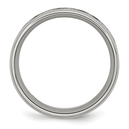 Stainless Steel Polished And Textured Cz 8mm Band