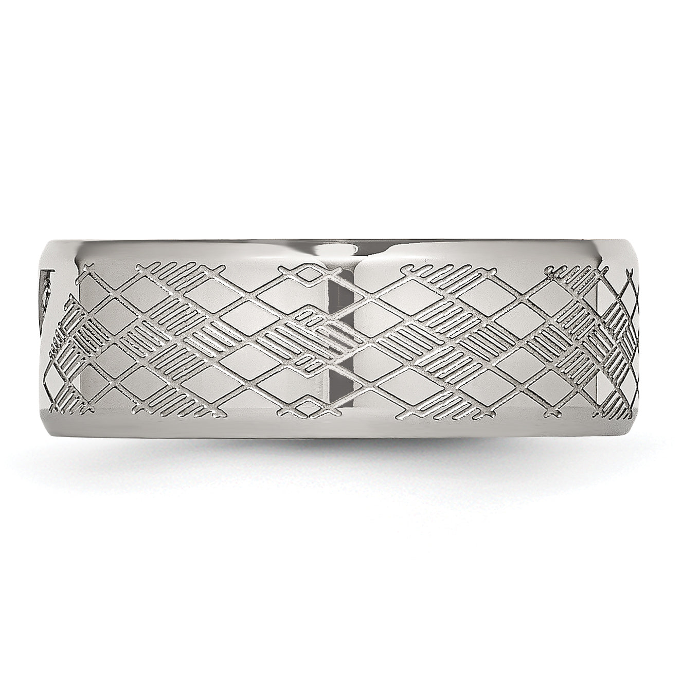 Stainless Steel Polished And Textured Cz 8mm Band