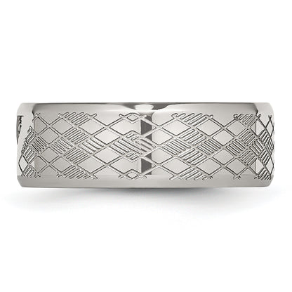 Stainless Steel Polished And Textured Cz 8mm Band