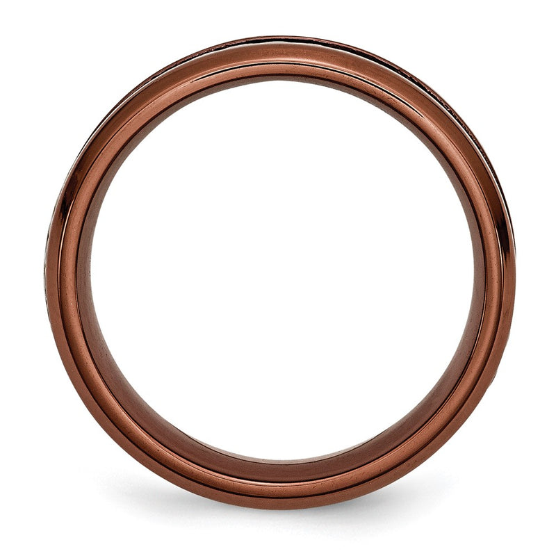 Stainless Steel Ridged Edge Brown Ip Plated Cable 7mm Band