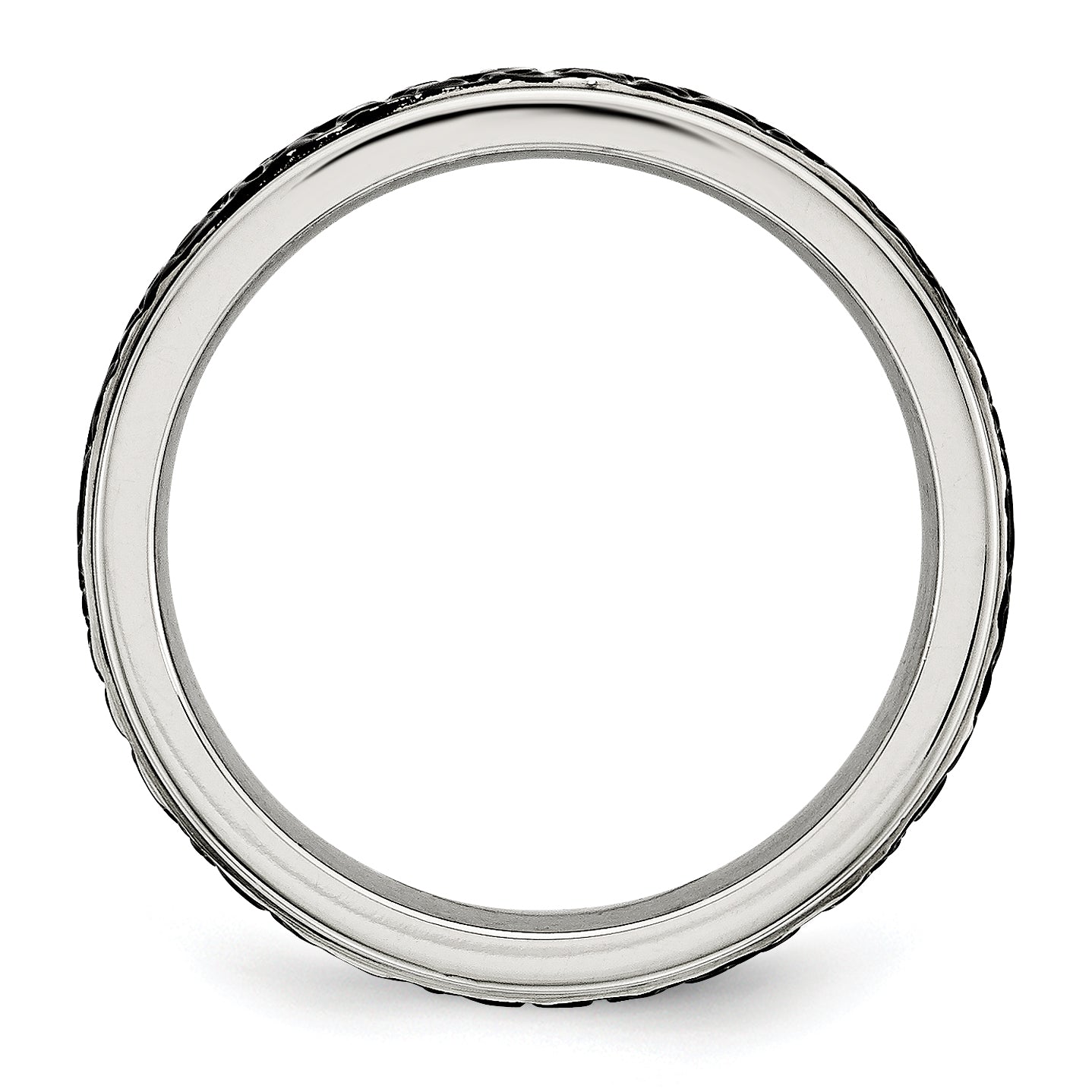 Stainless Steel Polished And Textured Black Ip Plated 8mm Band