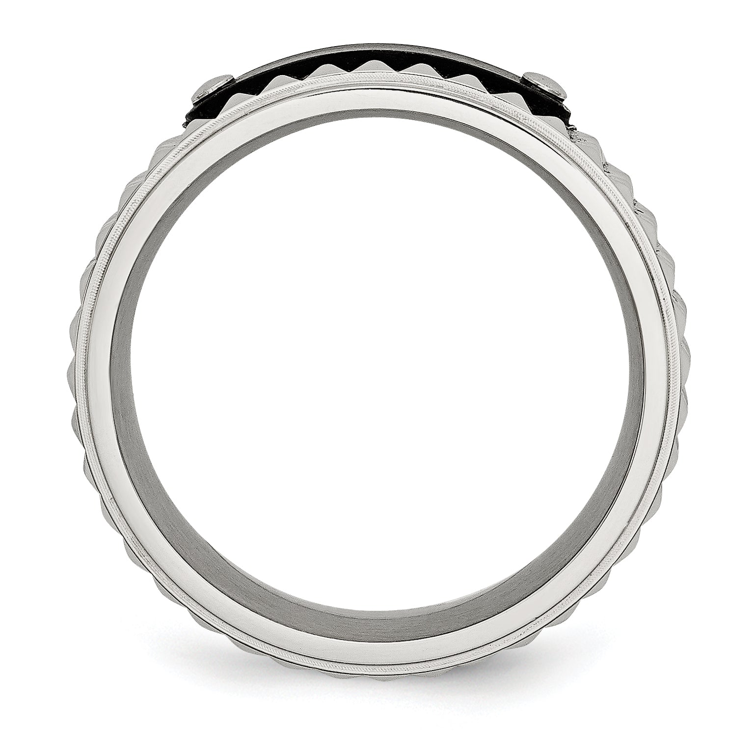 Stainless Steel Brushed And Polished Black Ip Plated Faceted 8mm Band