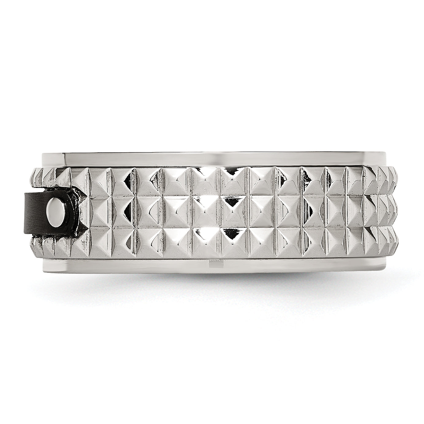 Stainless Steel Brushed And Polished Black Ip Plated Faceted 8mm Band
