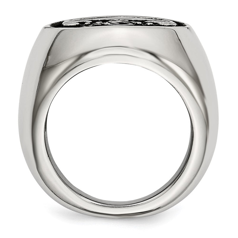 Stainless Steel Antiqued And Polished Anchor Ring