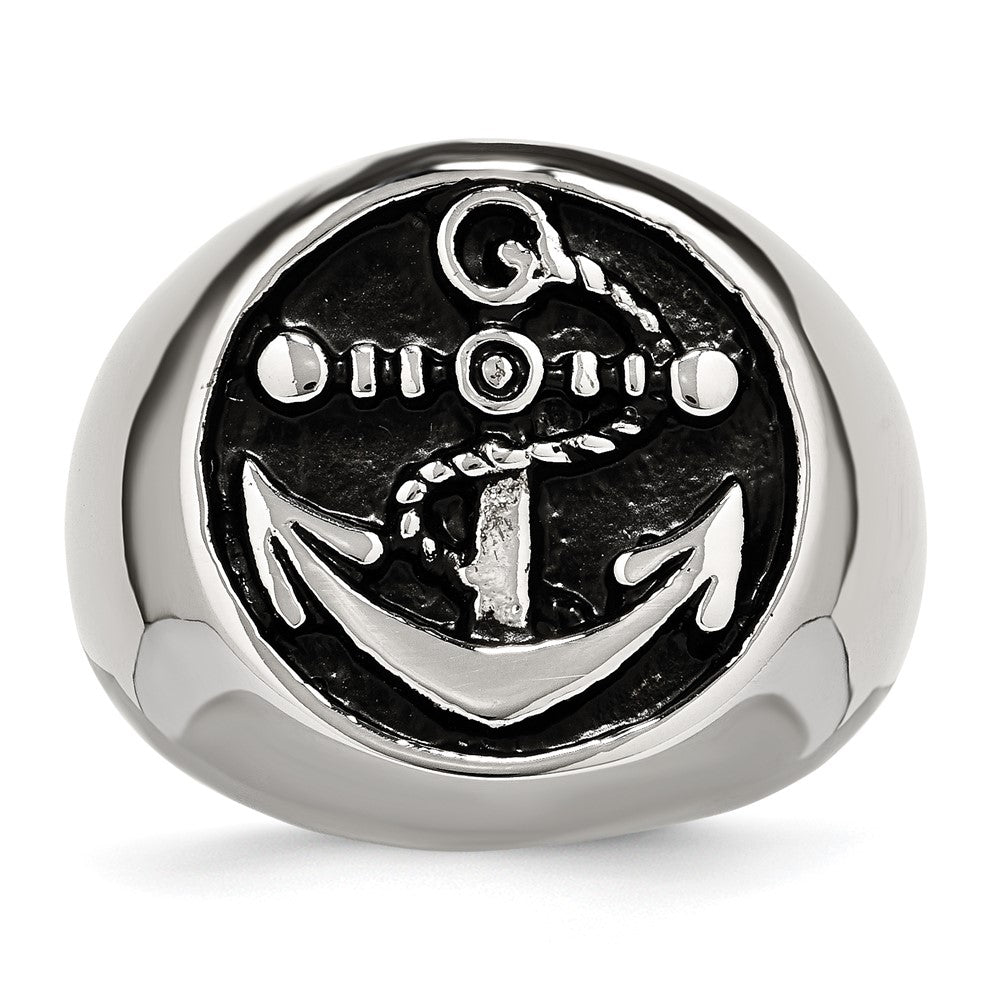 Stainless Steel Antiqued And Polished Anchor Ring