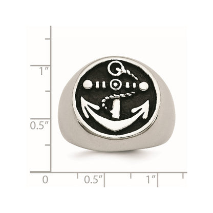 Stainless Steel Antiqued And Polished Anchor Ring