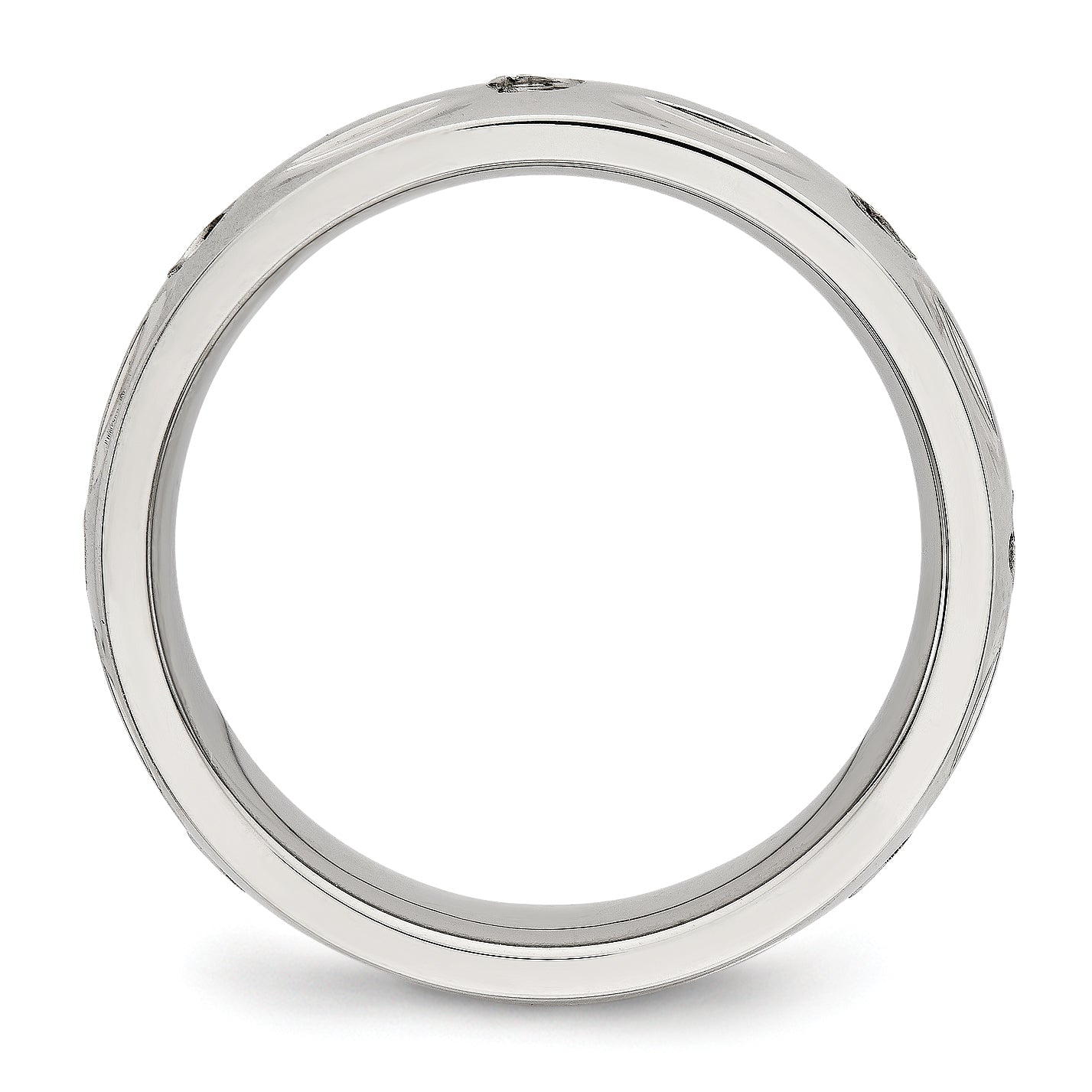 Stainless Steel Polished Cz 6mm Grooved Band