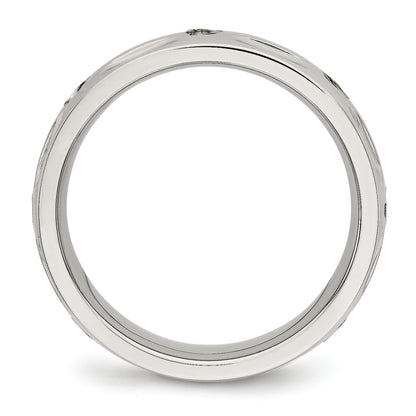 Stainless Steel Polished Cz 6mm Grooved Band