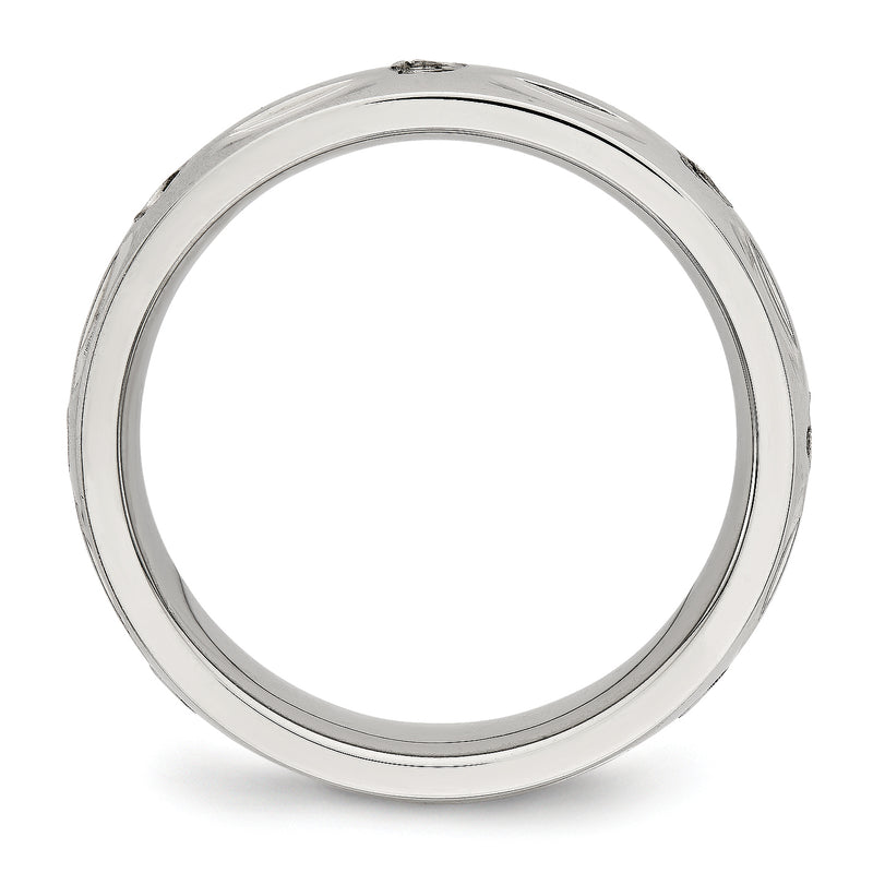 Stainless Steel Polished Cz 6mm Grooved Band