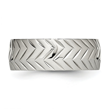 Stainless Steel Polished Diamond Cut 8mm Band