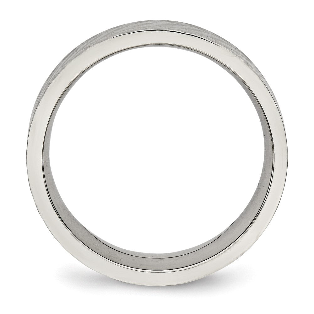 Stainless Steel Polished And Textured Criss Cross Design 6mm Band