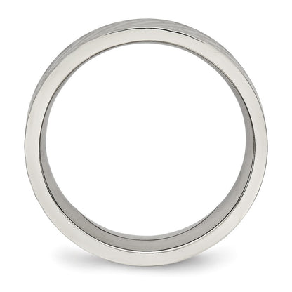 Stainless Steel Polished And Textured Criss Cross Design 6mm Band