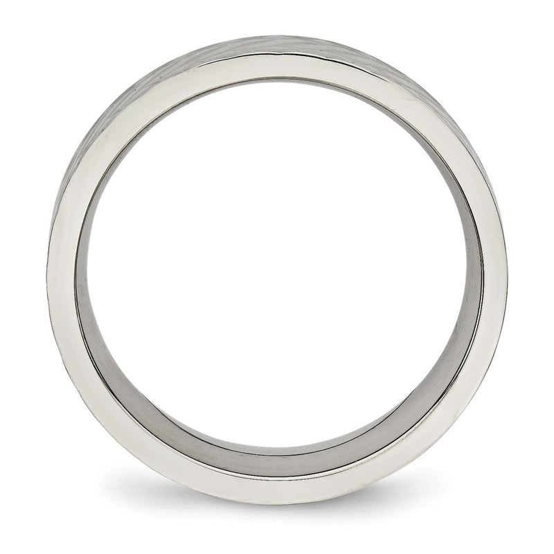 Stainless Steel Polished And Textured Criss Cross Design 6mm Band