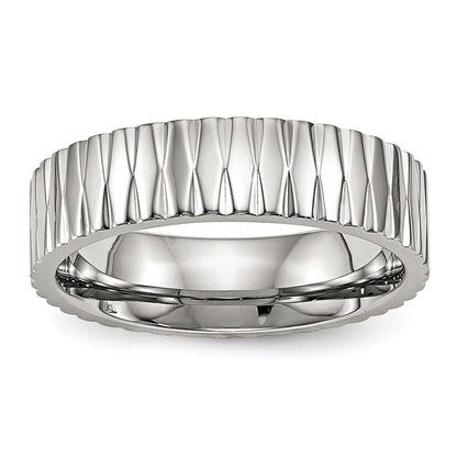 Stainless Steel Polished And Textured 6mm Band