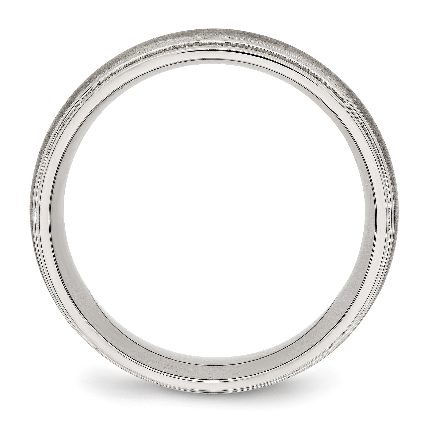 Stainless Steel Polished Brushed Center 7mm Ridged Edge Band