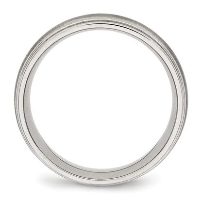 Stainless Steel Polished Brushed Center 7mm Ridged Edge Band