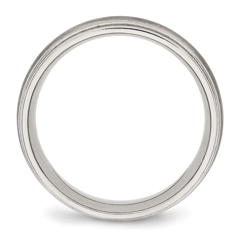 Stainless Steel Polished Brushed Center 7mm Ridged Edge Band