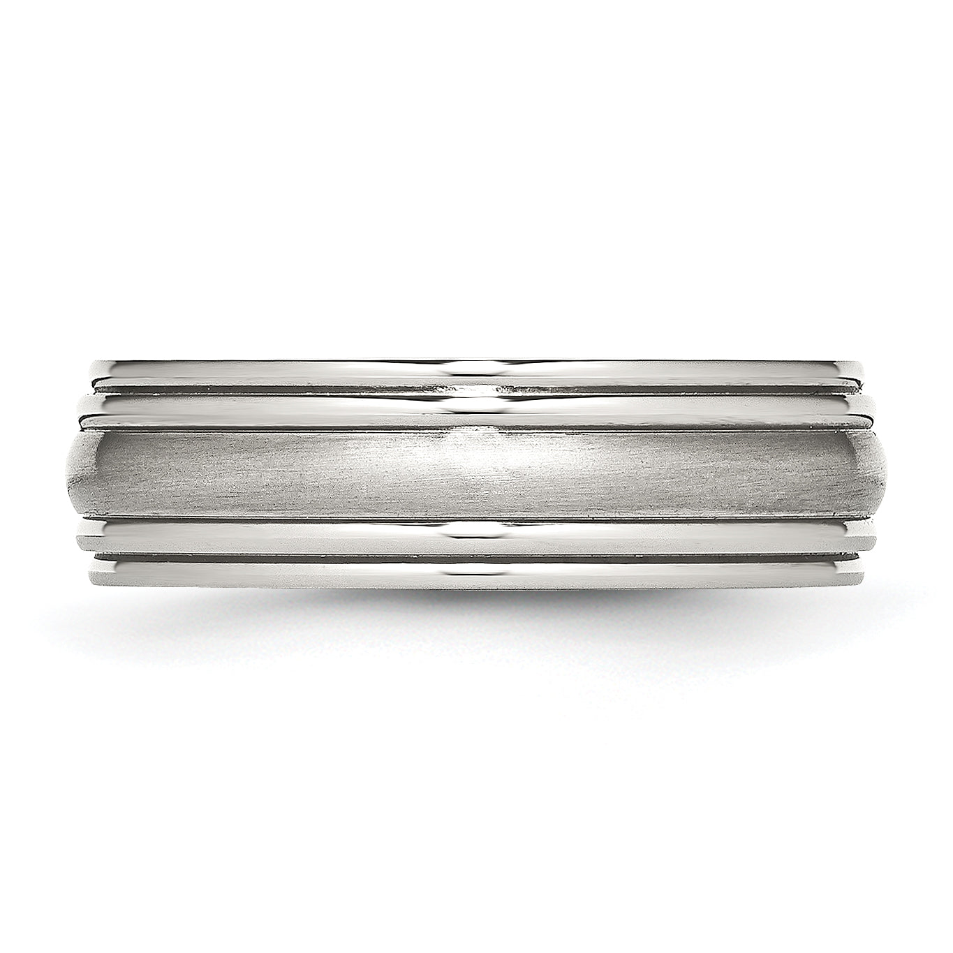Stainless Steel Polished Brushed Center 7mm Ridged Edge Band