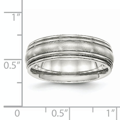 Stainless Steel Polished Brushed Center 7mm Ridged Edge Band