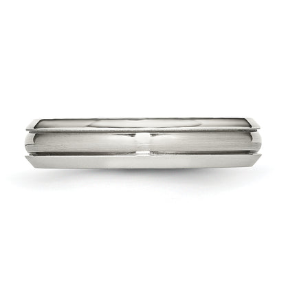 Stainless Steel Polished Brushed Center Ridged 5mm Band