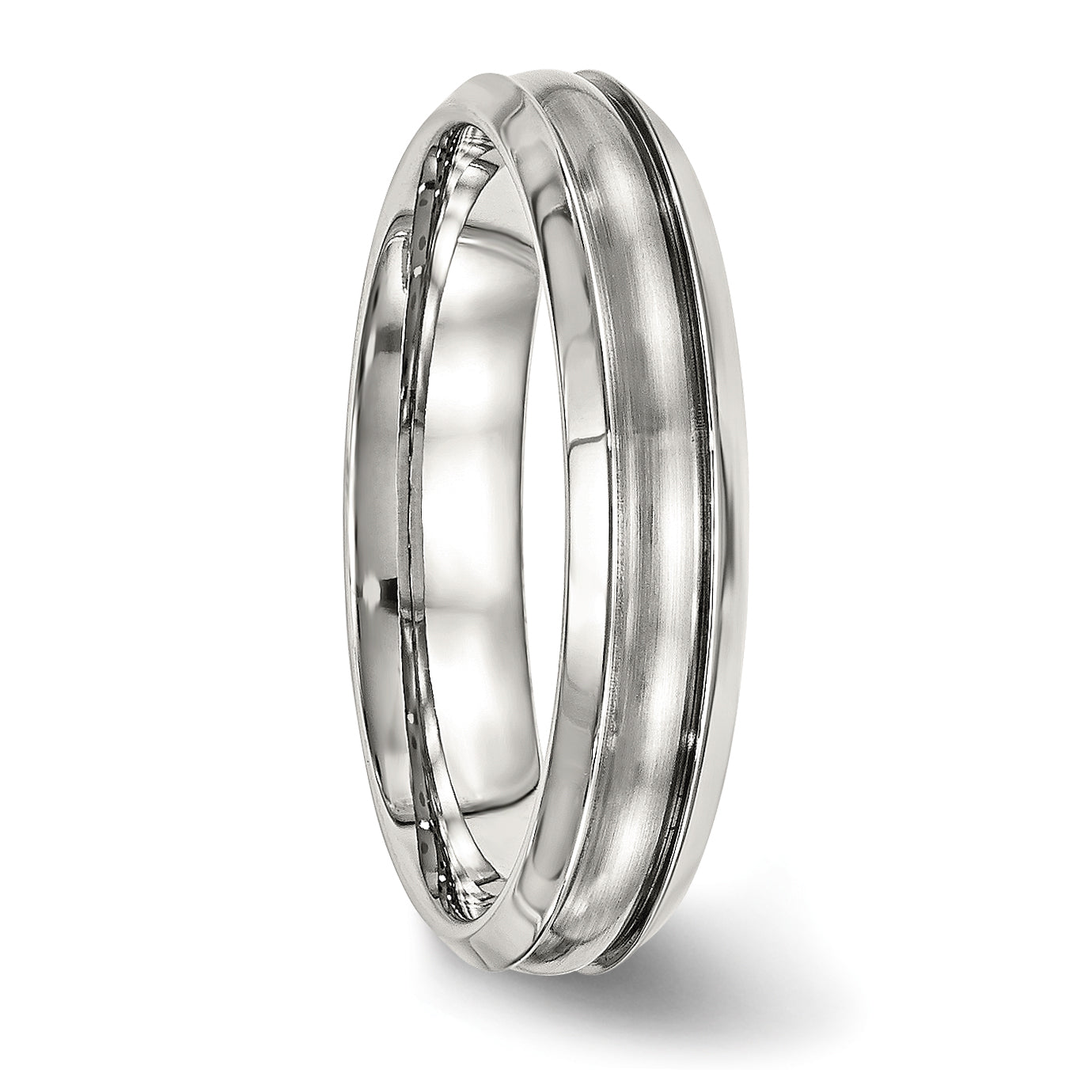 Stainless Steel Polished Brushed Center Ridged 5mm Band