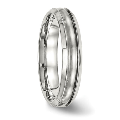 Stainless Steel Polished Brushed Center Ridged 5mm Band