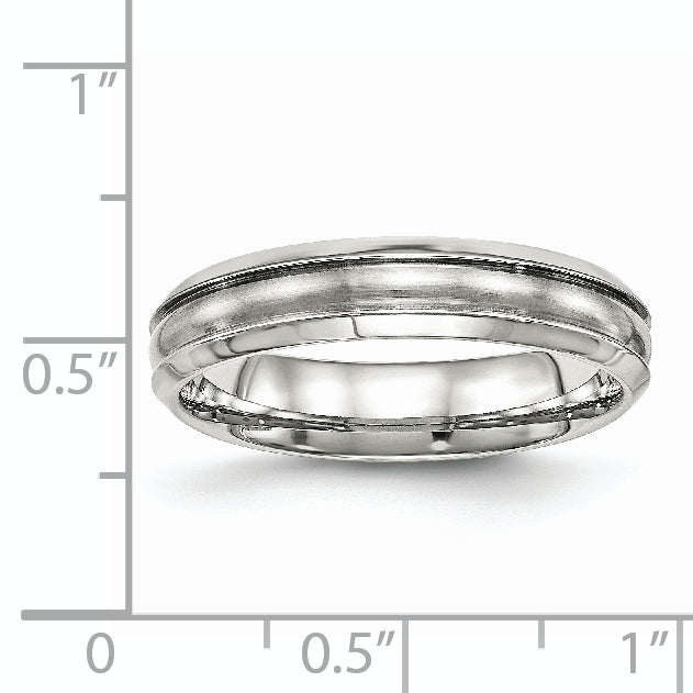 Stainless Steel Polished Brushed Center Ridged 5mm Band
