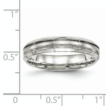 Stainless Steel Polished Brushed Center Ridged 5mm Band