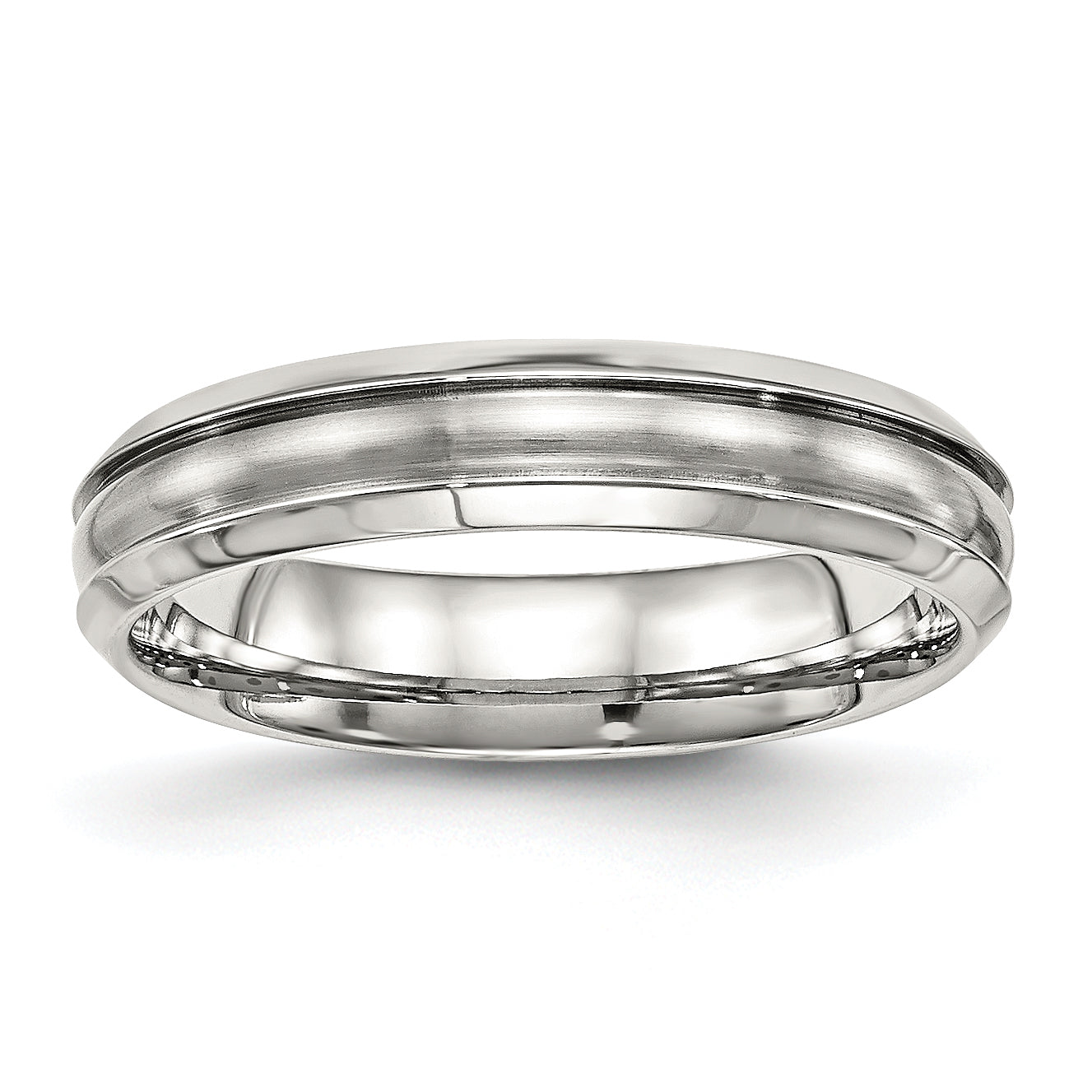 Stainless Steel Polished Brushed Center Ridged 5mm Band